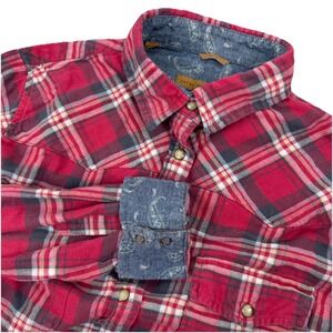 JACHS GIRLFRIEND Bea Womens Long Roll up Sleeve Snap Flannel Shirt Flip Cuff - S
